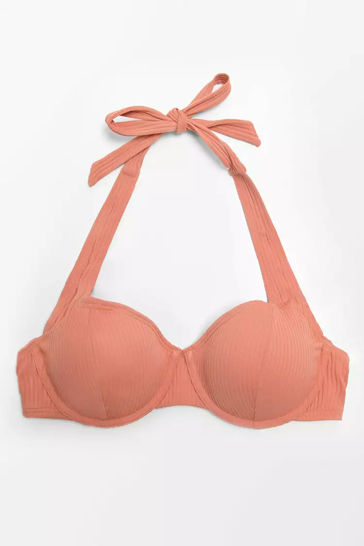 Cupshe Ribbed Sunburst Rib Halter Underwire Bikini Top 3 Cupshe Ribbed Sunburst Rib Halter Underwire Bikini Top - Image 3