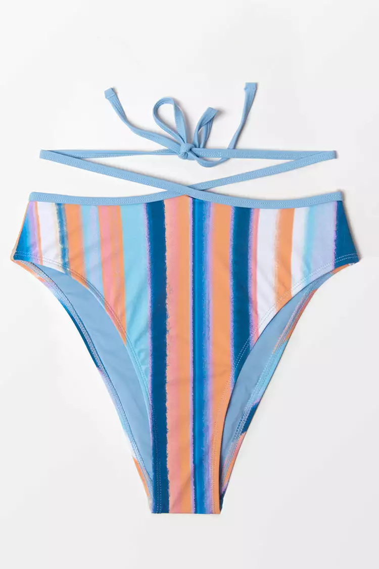Cupshe Waterfront Stripe Strappy High Waist Cheeky Bikini Bottom 3 Cupshe Waterfront Stripe Strappy High Waist Cheeky Bikini Bottom - Image 3