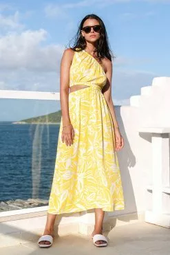 Cupshe Ashly Floral One Shoulder Cut-out Dress