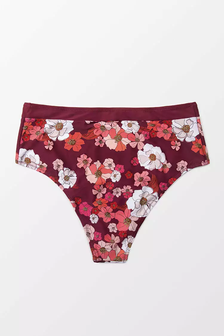 Cupshe Quinn Floral High Waisted Plus Size Bikini Bottom 4 Cupshe Quinn Floral High Waisted Plus Size Bikini Bottom - Image 4