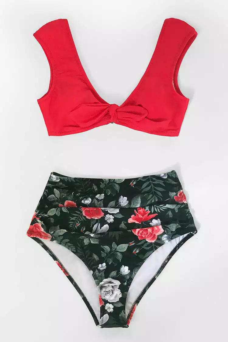 Cupshe Red Floral High-Waisted Bikini Bottom 7 Cupshe Red Floral High-Waisted Bikini Bottom - Image 7