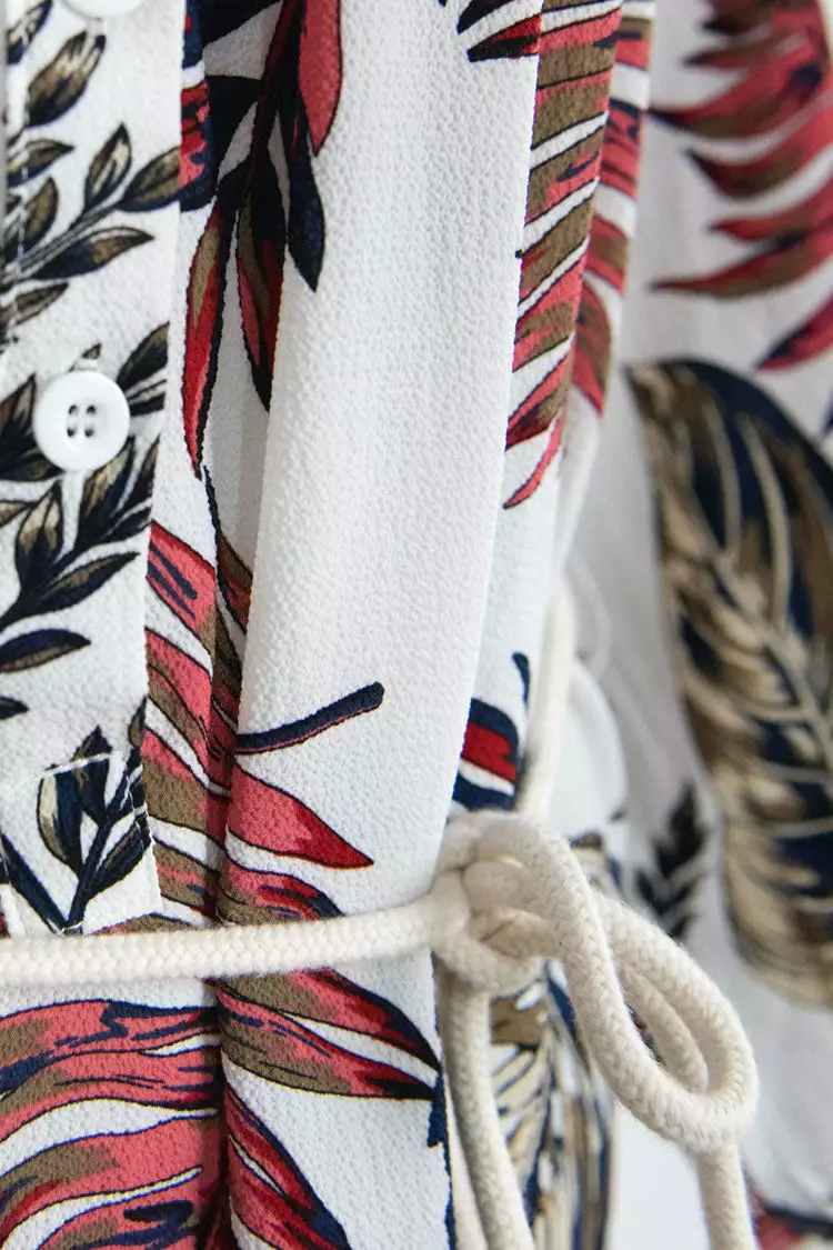 Cupshe Retro Leafy Long Sleeve Dress 5 Cupshe Retro Leafy Long Sleeve Dress - Image 5