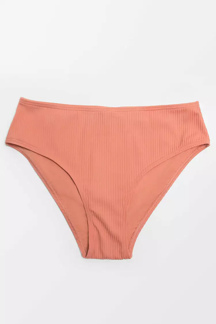 Cupshe Ribbed Sunburst Rib Mid-Rise Hipster Bikini Bottom 3 Cupshe Ribbed Sunburst Rib Mid-Rise Hipster Bikini Bottom - Image 3