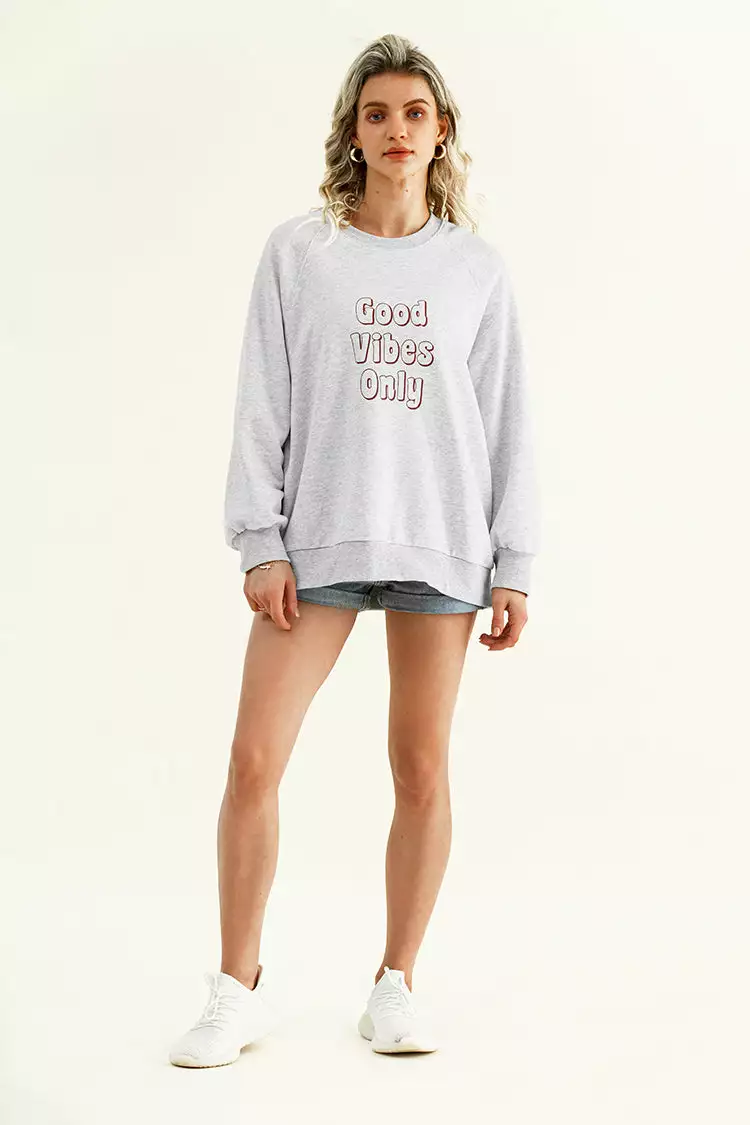 Cupshe Charmed Gray Crewneck Sweatshirt 3 Cupshe Charmed Gray Crewneck Sweatshirt - Image 3