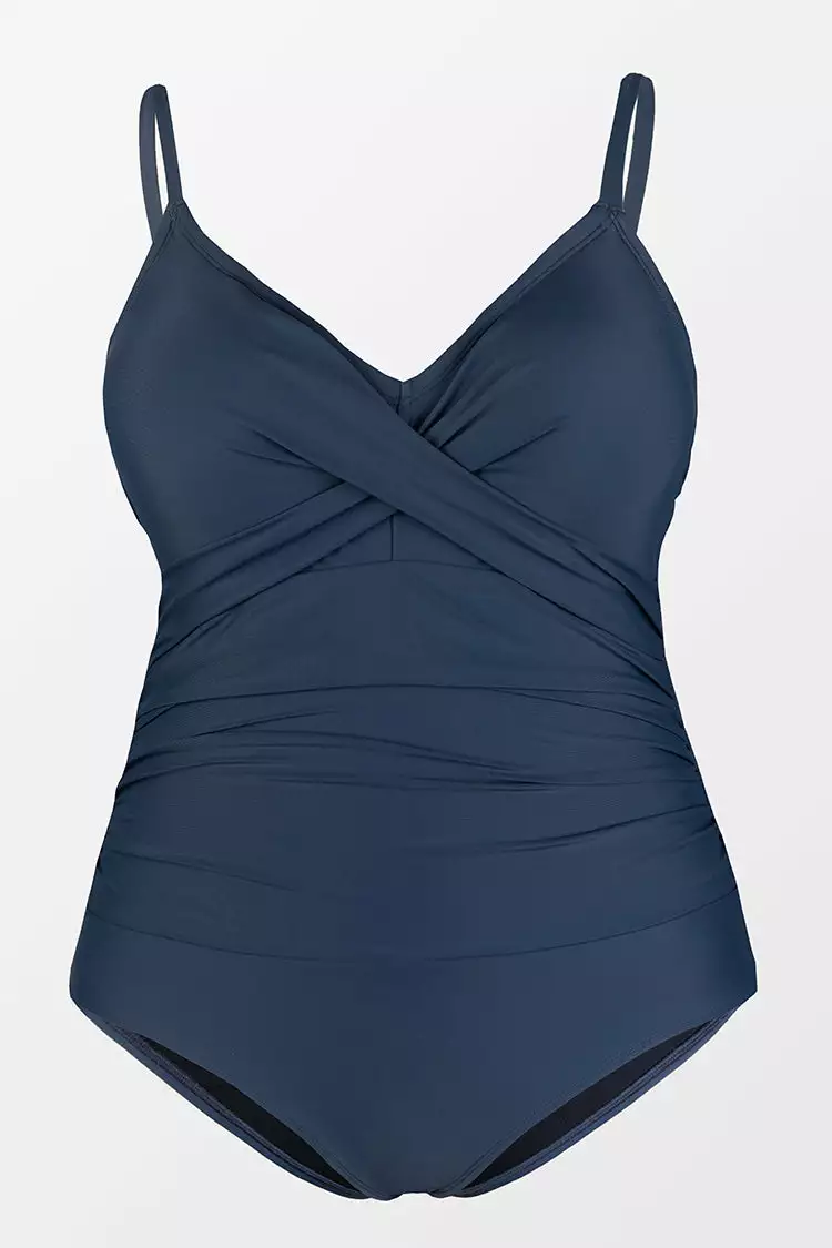 Cupshe Omniscient Solid Wrap Front Plus Size One Piece Swimsuit 3 Cupshe Omniscient Solid Wrap Front Plus Size One Piece Swimsuit - Image 3