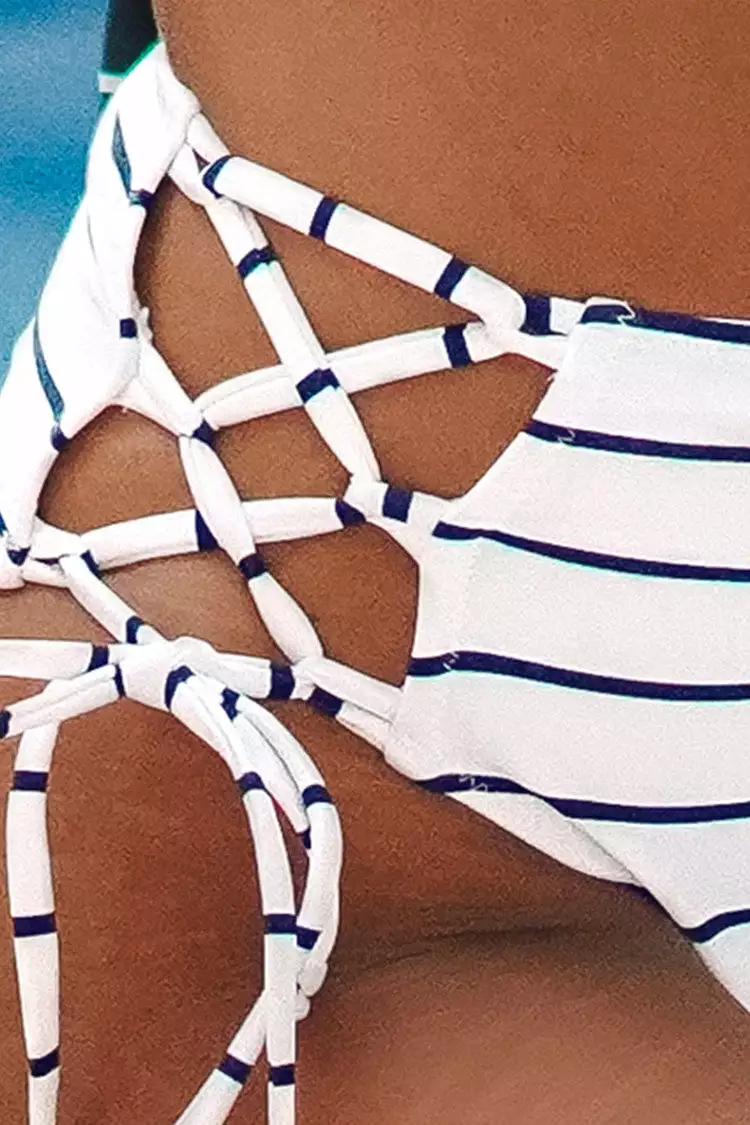 Cupshe Stripe Twist Bikini with Lace Up Design 3 Cupshe Stripe Twist Bikini with Lace Up Design - Image 3