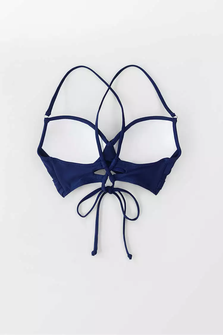 Cupshe Navy Wrap Lace Up Bikini Top 4 Cupshe Navy Wrap Lace Up Bikini Top - Image 4