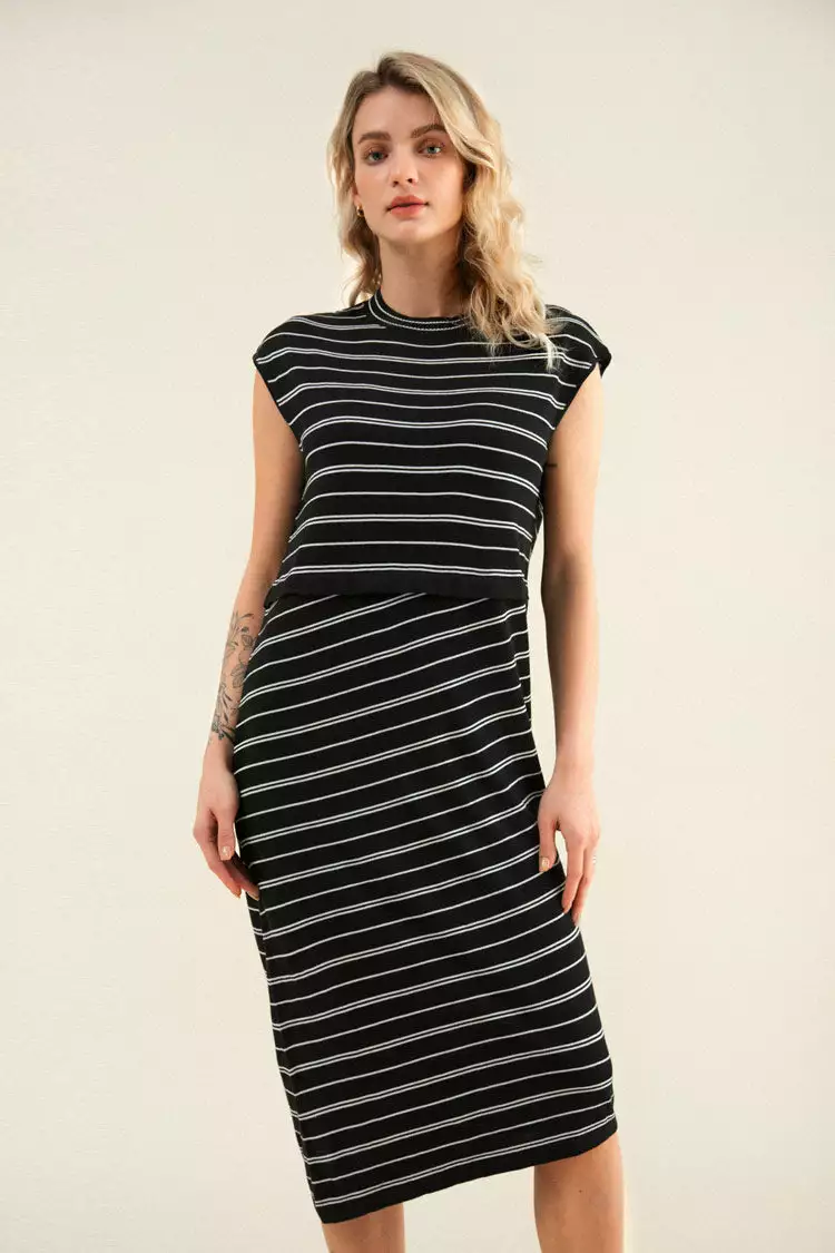 Cupshe Tuesday Striped Cap Sleeve Midi Dress 3 Cupshe Tuesday Striped Cap Sleeve Midi Dress - Image 3