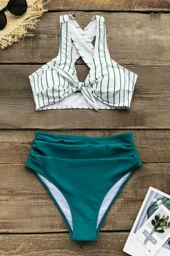 Cupshe Teal Solid and Striped High Waisted Bikini 12 Cupshe Teal Solid and Striped High Waisted Bikini -Deals Cupshe Store 3 5f87fb93 35a6 47ca b2e7 07267b3d8733
