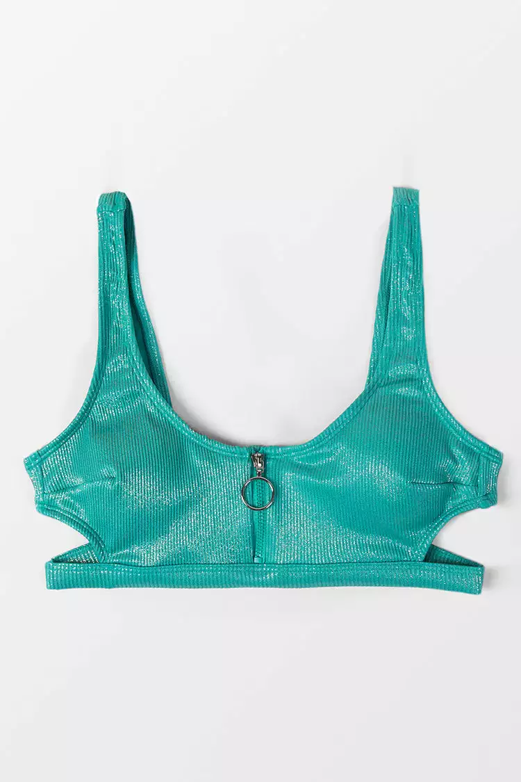 Cupshe Nataly Zip Front Cut-out Bikini Top 3 Cupshe Nataly Zip Front Cut-out Bikini Top - Image 3