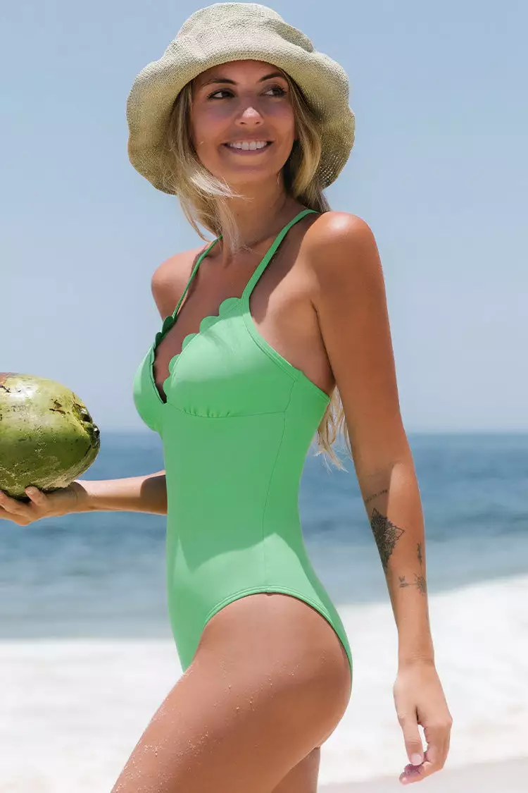 Cupshe Joyful Retro Scalloped One Piece Swimsuit 3 Cupshe Joyful Retro Scalloped One Piece Swimsuit - Image 3