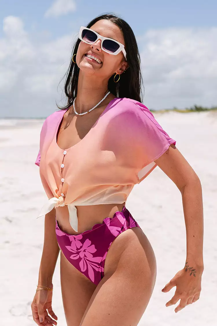 Cupshe Summerslate Tie Waist Ombre Crop Cover Up Top 3 Cupshe Summerslate Tie Waist Ombre Crop Cover Up Top - Image 3