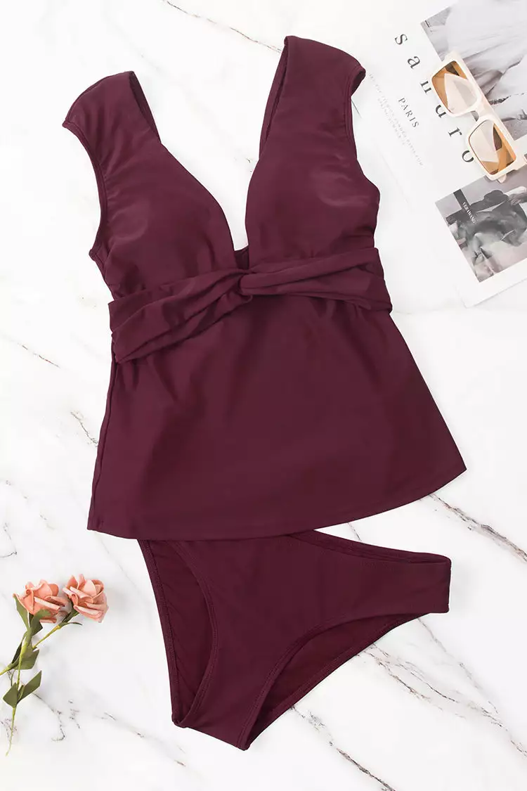 Cupshe Shangrila Solids Twist Tankini & Standard Rise Hipster Bottom Set 3 Cupshe Shangrila Solids Twist Tankini & Standard Rise Hipster Bottom Set - Image 3