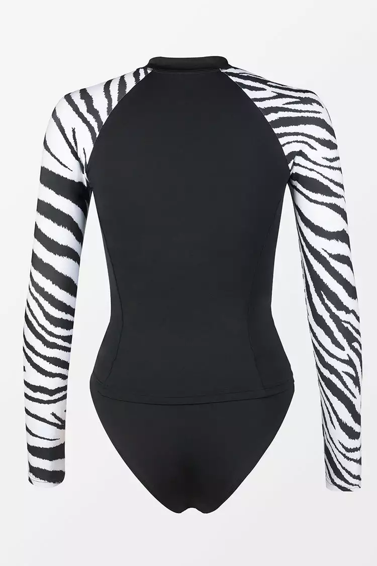 Cupshe Zahra Zebra Print High Neck Long Sleeve Tankini 5 Cupshe Zahra Zebra Print High Neck Long Sleeve Tankini - Image 5