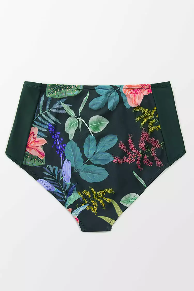 Cupshe Scarlet Green Floral Plus Size Bikini Bottom 4 Cupshe Scarlet Green Floral Plus Size Bikini Bottom - Image 4