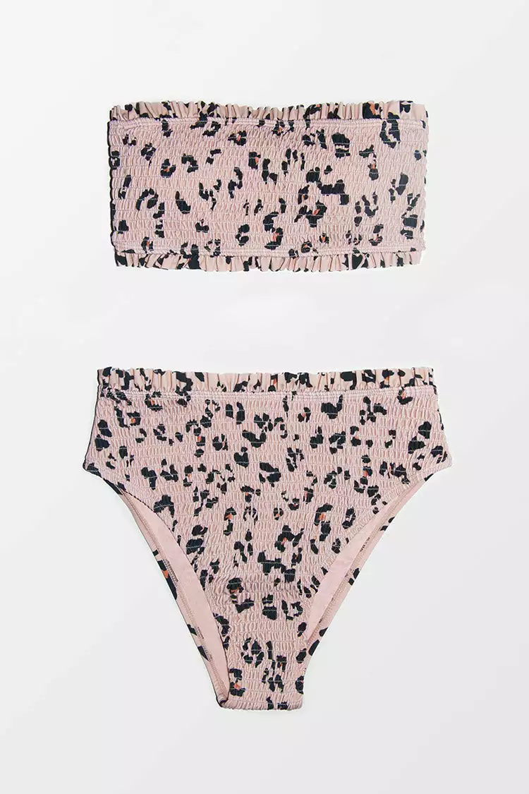 Cupshe Lesley Leopard Smocked Lace Up Bikini 6 Cupshe Lesley Leopard Smocked Lace Up Bikini - Image 6