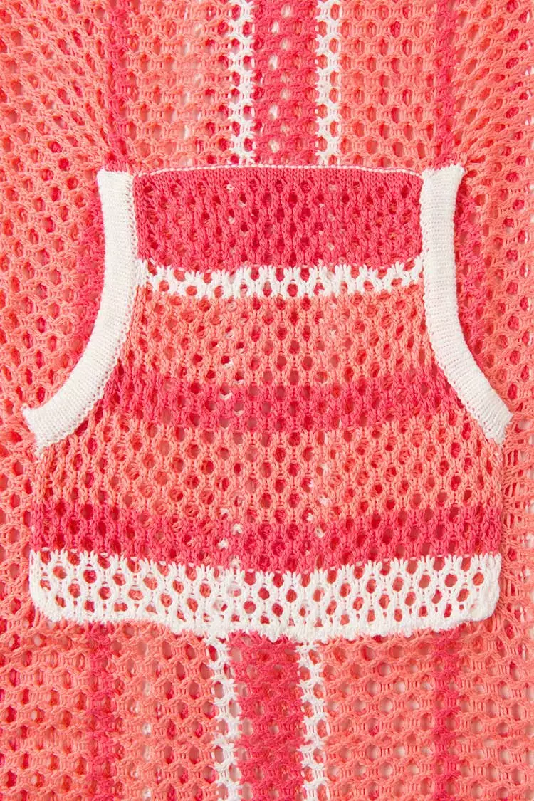 Cupshe Fernandina Stripe Crochet V-neck Cover Up 3 Cupshe Fernandina Stripe Crochet V-neck Cover Up - Image 3