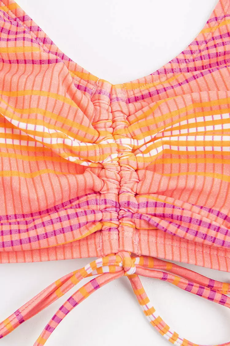 Cupshe Mercury Stripe Cinch Front Midkini And Classic Hipster Set 3 Cupshe Mercury Stripe Cinch Front Midkini And Classic Hipster Set - Image 3