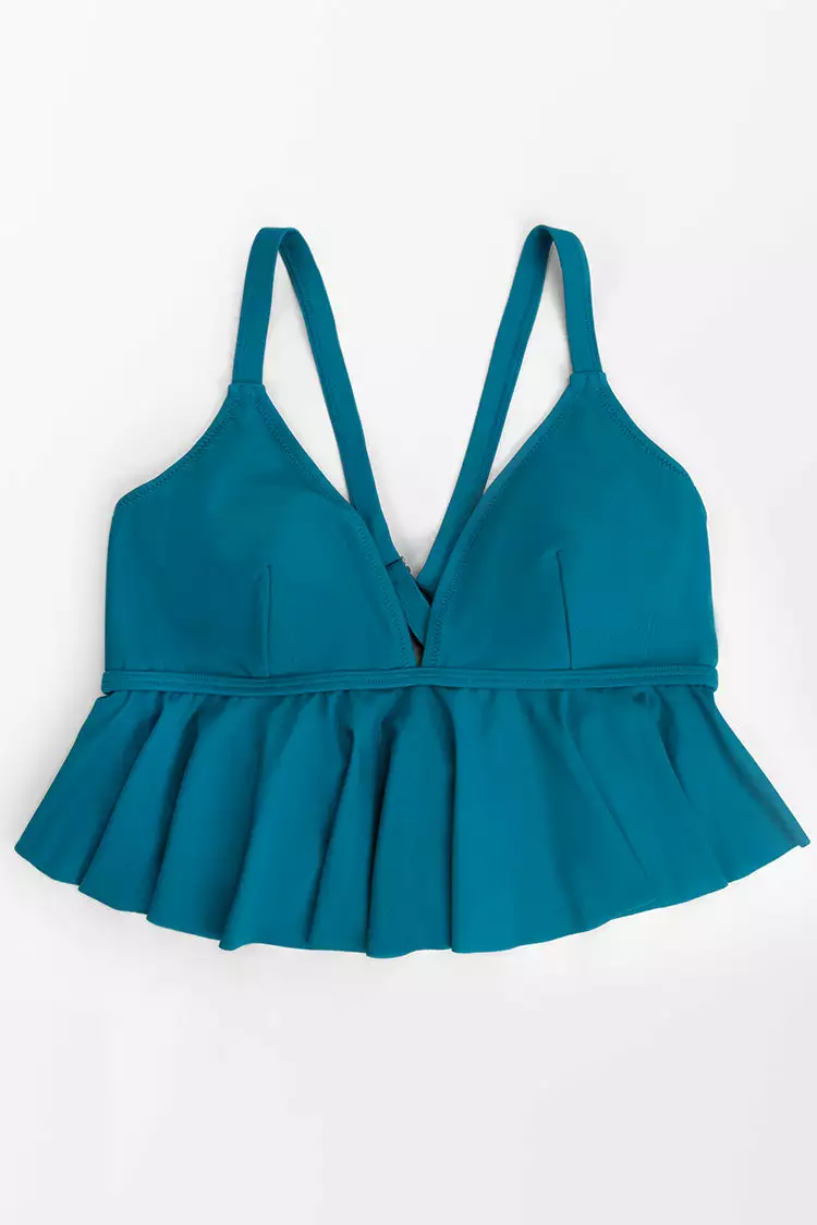 Cupshe Esther Criss Cross Ruffle Plus Size Tankini Top 3 Cupshe Esther Criss Cross Ruffle Plus Size Tankini Top - Image 3