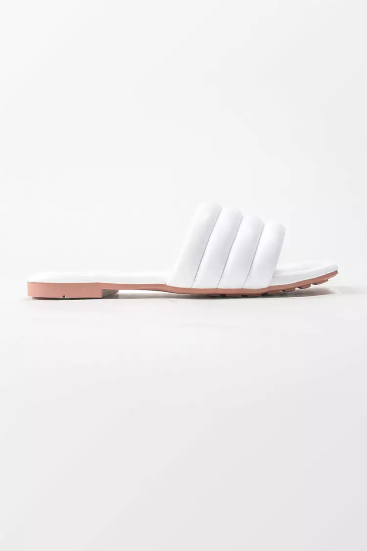 Cupshe White Orchid Wide Band Square Toe Slide Sandals 3 Cupshe White Orchid Wide Band Square Toe Slide Sandals - Image 3