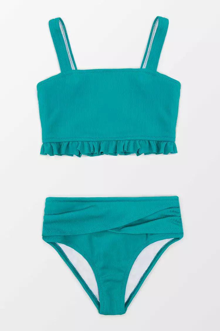 Cupshe Kyra Ribbed Ruffle Bikini For Toddler Girls And Girls 3 Cupshe Kyra Ribbed Ruffle Bikini For Toddler Girls And Girls - Image 3