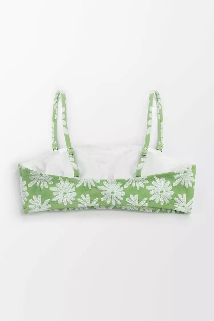 Cupshe Light Green Floral Bandeau Bikini Top 4 Cupshe Light Green Floral Bandeau Bikini Top - Image 4