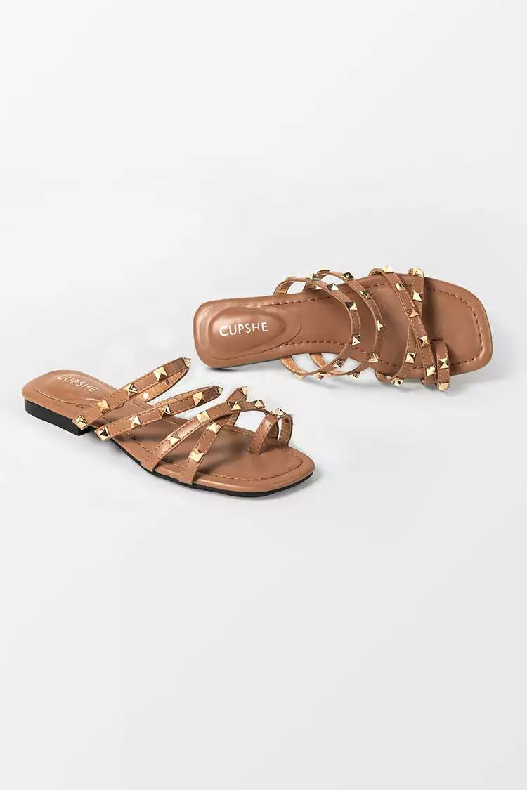 Cupshe Baja Open Toe Studded Flat Sandals 3 Cupshe Baja Open Toe Studded Flat Sandals - Image 3