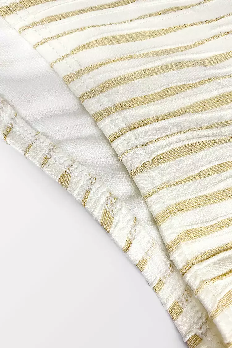 Cupshe Lurex Texture Deep Plunge Halter One Piece Swimsuit 3 Cupshe Lurex Texture Deep Plunge Halter One Piece Swimsuit - Image 3