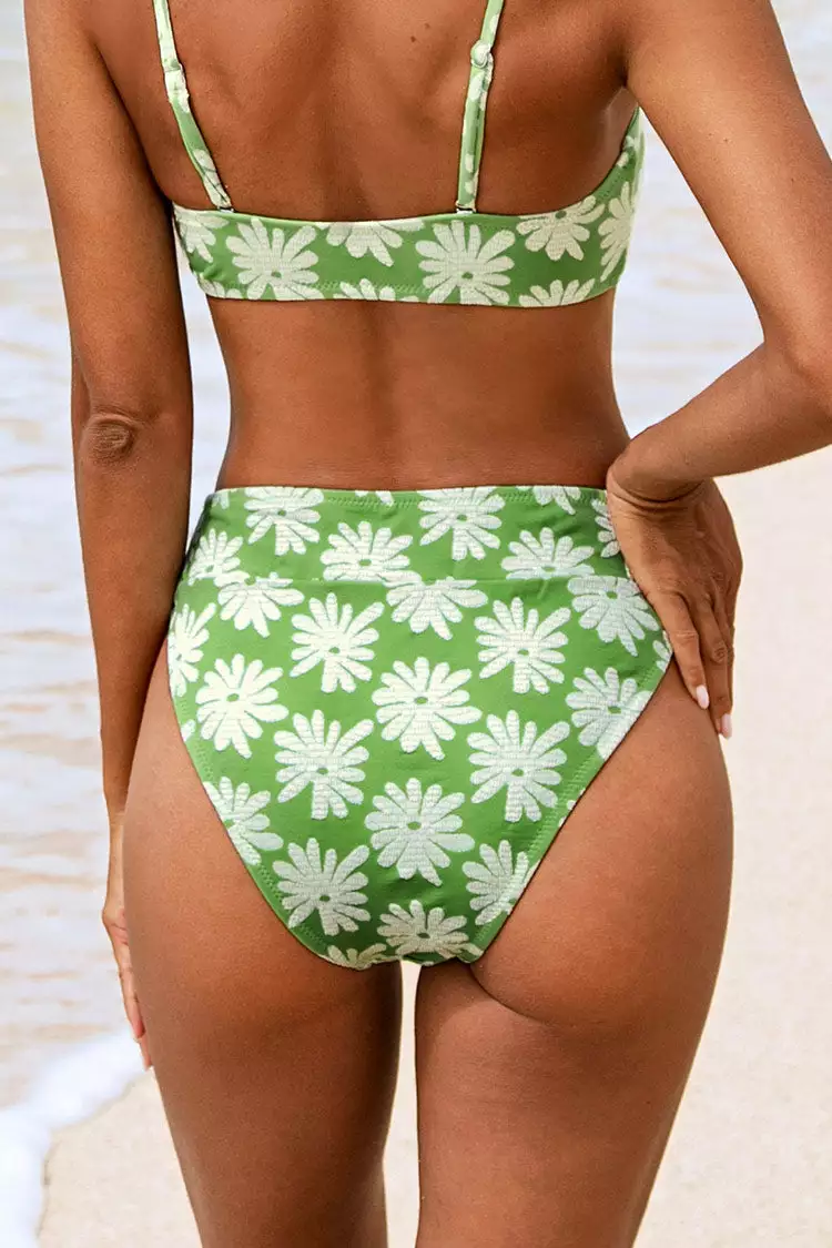 Cupshe Light Green Floral High Waisted Bikini Bottom 2 Cupshe Light Green Floral High Waisted Bikini Bottom - Image 2