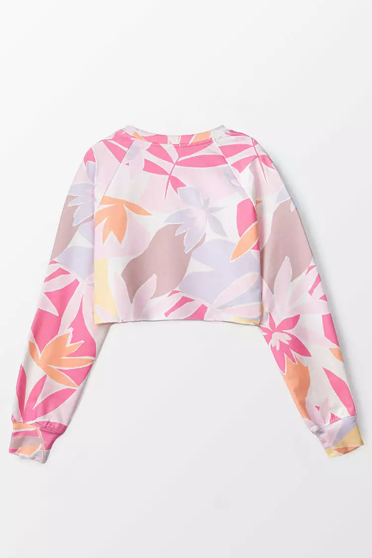 Cupshe Paradise Leaf Print Long Sleeve Crop Sweatshirt 3 Cupshe Paradise Leaf Print Long Sleeve Crop Sweatshirt - Image 3