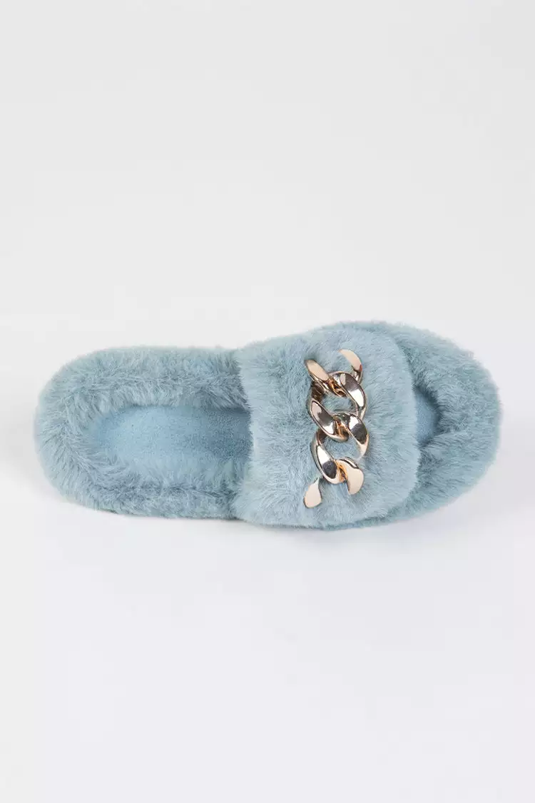 Cupshe Brownstone Fluffy Chain Decor Slippers 3 Cupshe Brownstone Fluffy Chain Decor Slippers - Image 3