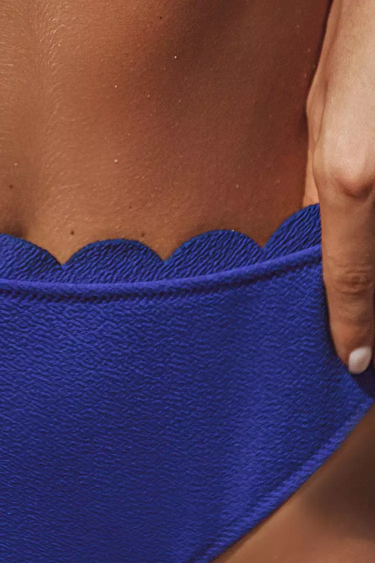 Cupshe Blue Scalloped Mid Waisted Bikini 5 Cupshe Blue Scalloped Mid Waisted Bikini - Image 5