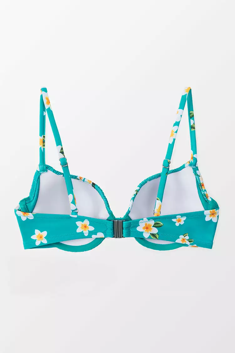 Cupshe Miracle Aqua Floral Smocked Bikini Top 4 Cupshe Miracle Aqua Floral Smocked Bikini Top - Image 4