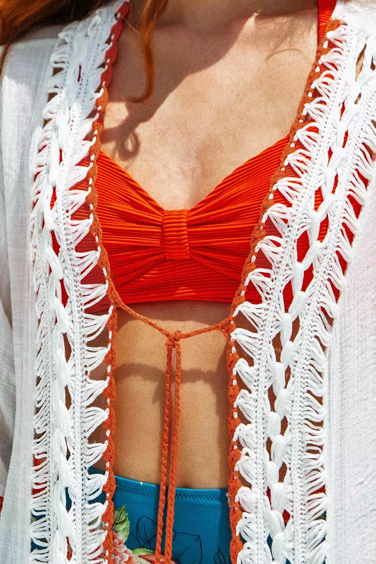 Cupshe June Contrast Crochet Trim Kimono Cover Up 3 Cupshe June Contrast Crochet Trim Kimono Cover Up - Image 3