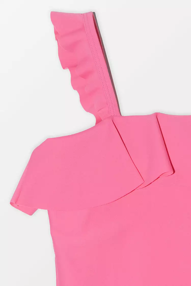 Cupshe Girls' Joyful Retro Solid Ruffled One Piece Swimsuit 6 Cupshe Girls' Joyful Retro Solid Ruffled One Piece Swimsuit - Image 6