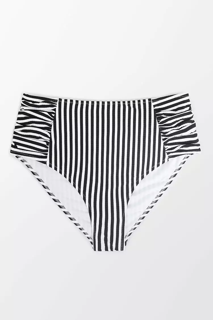 Cupshe Chaya Striped Ruched Plus Size Bikini Bottom 3 Cupshe Chaya Striped Ruched Plus Size Bikini Bottom - Image 3