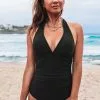 Cupshe Pool Party Shirred Front One Piece Swimsuit