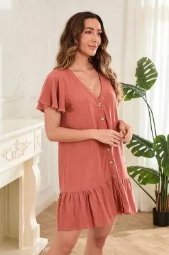 Cupshe Justice V-neck Button Ruffle Loose Waisted Tunic Dress -Deals Cupshe Store 3 cbc92062 8d7e 437b 922a ca8948e75c82