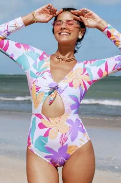Cupshe Multi Spring Bunny Tie Cutout Long Sleeve One Piece Swimsuit 5 Cupshe Multi Spring Bunny Tie Cutout Long Sleeve One Piece Swimsuit -Deals Cupshe Store 3 d560883a e454 4b62 a267 86115c43d11a