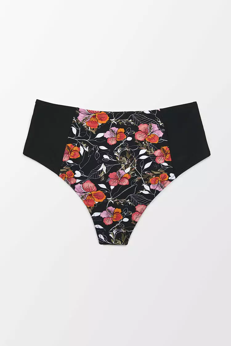 Cupshe Black Floral High Waisted Plus Size Bikini Bottom 4 Cupshe Black Floral High Waisted Plus Size Bikini Bottom - Image 4