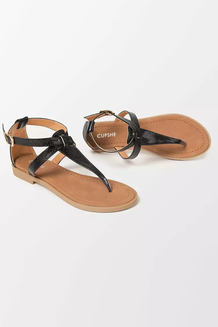 Cupshe Baja Black Open Toe Thong Strap Sandals 3 Cupshe Baja Black Open Toe Thong Strap Sandals - Image 3