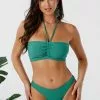 Cupshe Teal One Shoulder Bandeau Low Rise Bikini