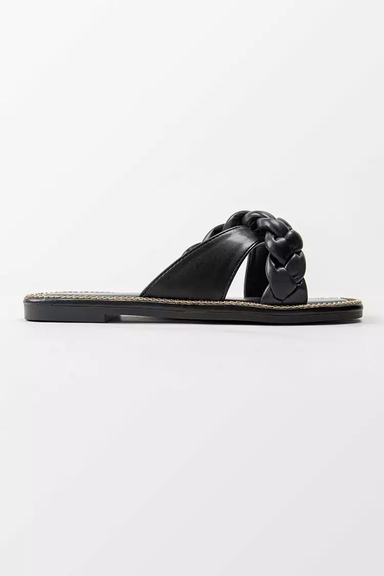 Cupshe Athens Black Braid Crisscross Strap Slide Sandals 3 Cupshe Athens Black Braid Crisscross Strap Slide Sandals - Image 3