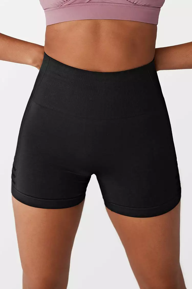 Cupshe Orchid Black Mid Waist Biker Shorts 3 Cupshe Orchid Black Mid Waist Biker Shorts - Image 3
