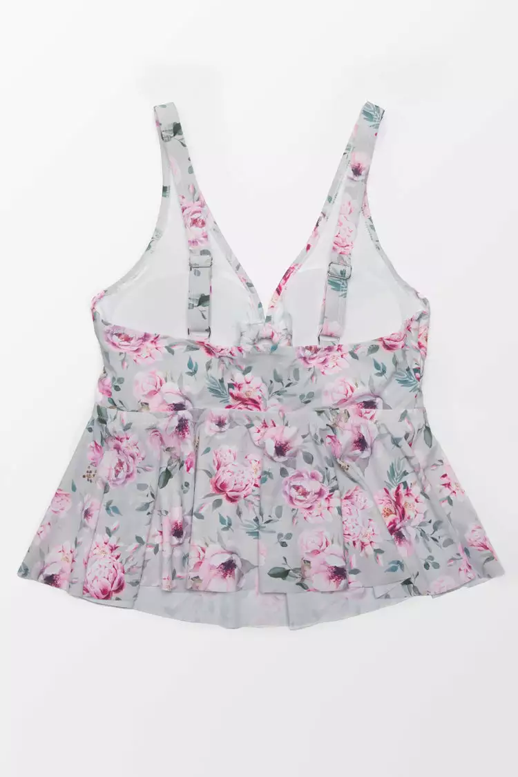Cupshe Floral Plus Size Ruffle Tankini Top 4 Cupshe Floral Plus Size Ruffle Tankini Top - Image 4