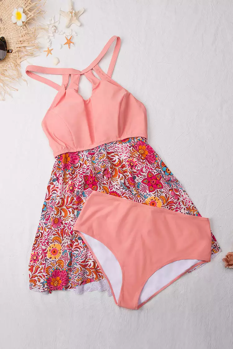 Cupshe Floral Cutout Plus Size Tankini 3 Cupshe Floral Cutout Plus Size Tankini - Image 3