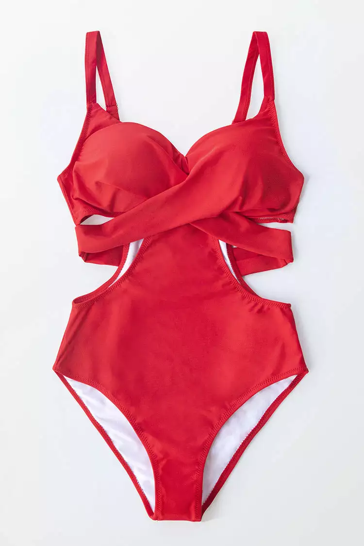 Cupshe Red Cutout One Piece Swimsuit with Moulded Cups 3 Cupshe Red Cutout One Piece Swimsuit with Moulded Cups - Image 3