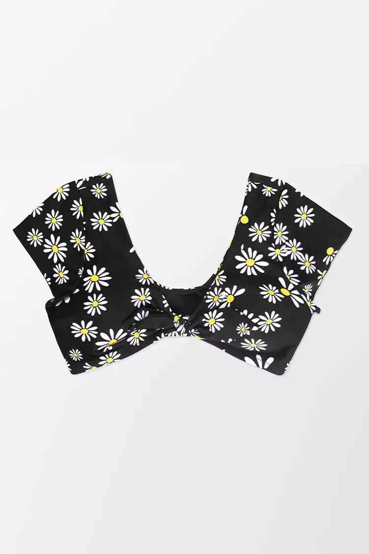 Cupshe Lucia Ditsy Bunny Tie Short Sleeve Plus Size Bikini Top 3 Cupshe Lucia Ditsy Bunny Tie Short Sleeve Plus Size Bikini Top - Image 3