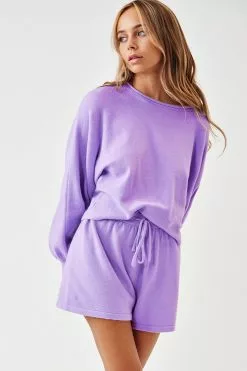 Cupshe Daisie Purple Top And Drawstring Shorts Set