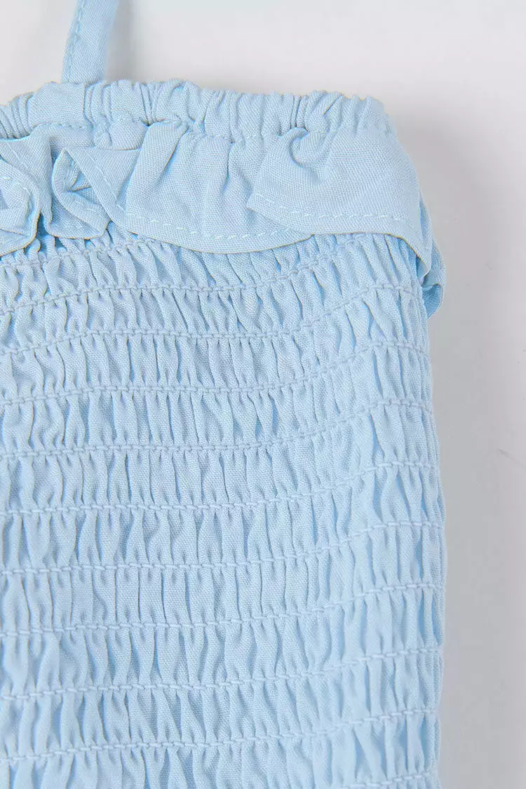 Cupshe Noelle Blue Short Tie Frill A-Shape Dress 3 Cupshe Noelle Blue Short Tie Frill A-Shape Dress - Image 3